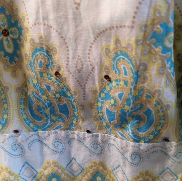 Mac & Jac Paisley cream coloured skirt with green sequins and jewels size 8 - Picture 7 of 7